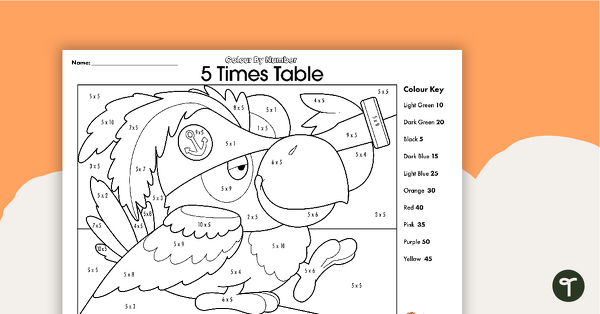 Colour By Number Worksheet - 5 Times Tables teaching resource