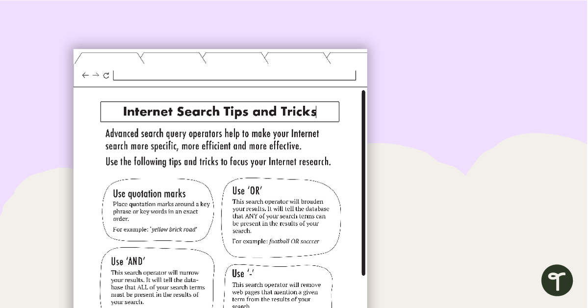 Preview image for Internet Search Tips and Tricks - Poster - teaching resource