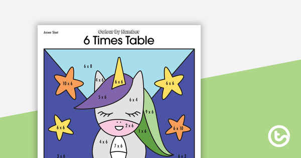Colour By Number Worksheet - 6 Times Tables teaching resource