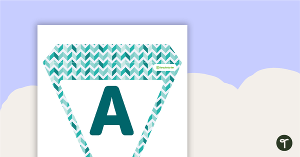 Teal Chevron - Letters and Numbers Bunting teaching resource