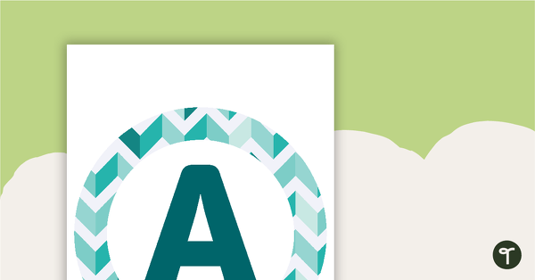 Teal Chevron - Letter, Number and Punctuation Set teaching resource