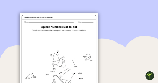 Complex Dot-to-dot – Square Numbers (Skateboarder) – Worksheet teaching resource