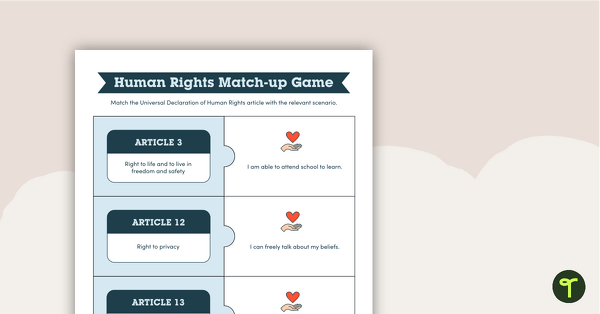 Preview image for Human Rights Match-Up Activity - teaching resource