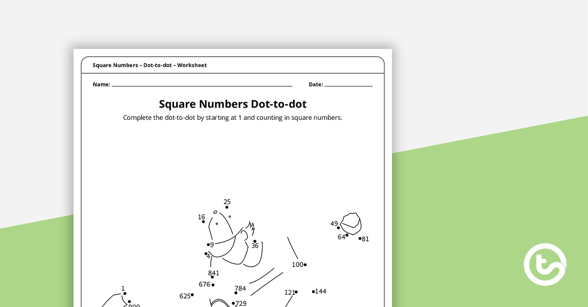Complex Dot-to-dot – Square Numbers (Skateboarder) – Worksheet teaching resource