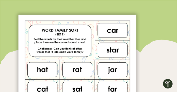 Word Family Sorting Activity - Set 1 teaching resource