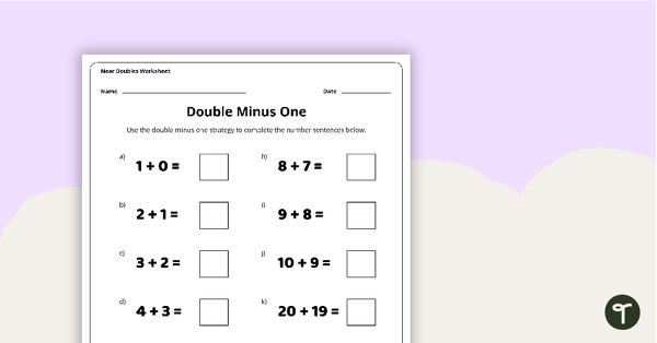 Double Minus One - Worksheet teaching resource