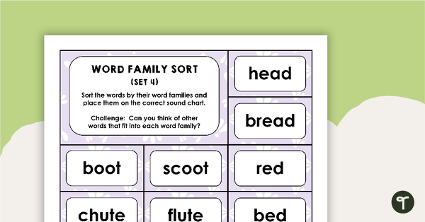 Go to Word Family Sorting Activity - Set 4 teaching resource