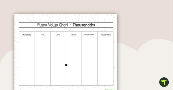Preview image for Place Value Chart - Thousandths Place - teaching resource