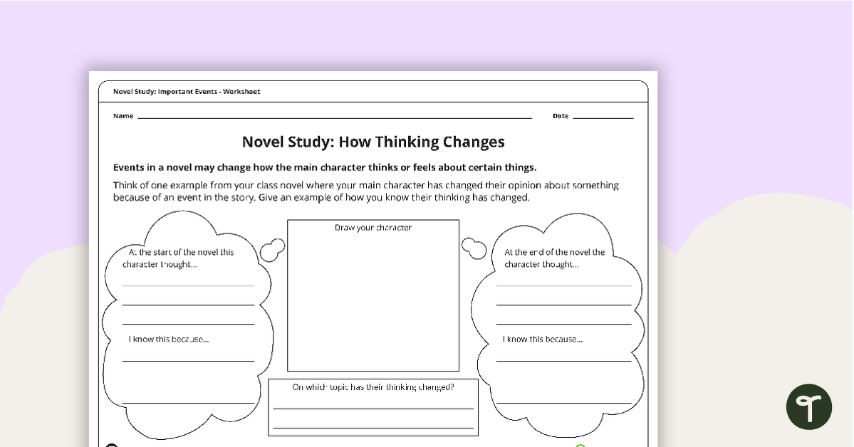 Novel Study - How Thinking Changes Worksheet teaching resource