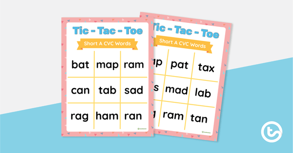 Tic-Tac-Toe Game: Short A CVC Words teaching resource
