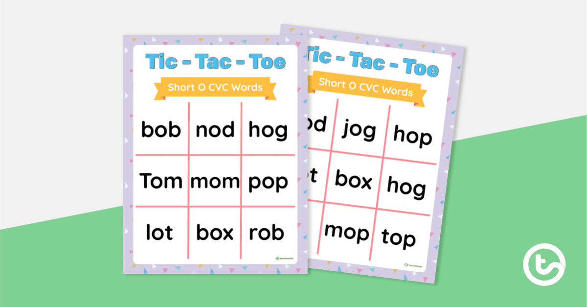 Tic-Tac-Toe Game: Short O CVC Words teaching resource