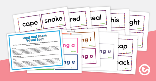 Go to Long and Short Vowel Sort teaching resource