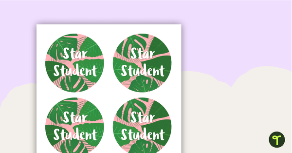 Go to Lush Leaves Pink - Star Student Badges teaching resource
