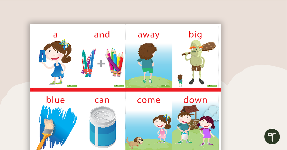 Dolch Sight Word Flashcards with Pictures - Pre-Primer teaching resource