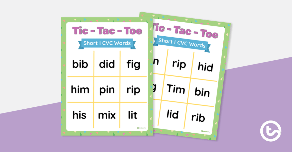 Tic-Tac-Toe Game: Short I CVC Words teaching resource