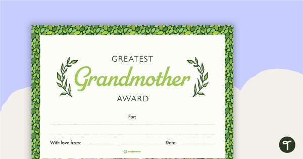 Greatest Grandmother Award teaching resource