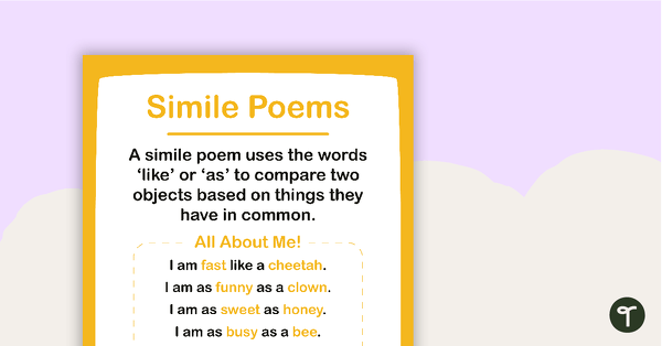 Simile Poems Poster teaching resource