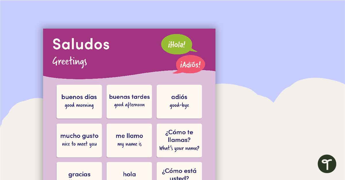 Greetings - Spanish Language Poster teaching resource