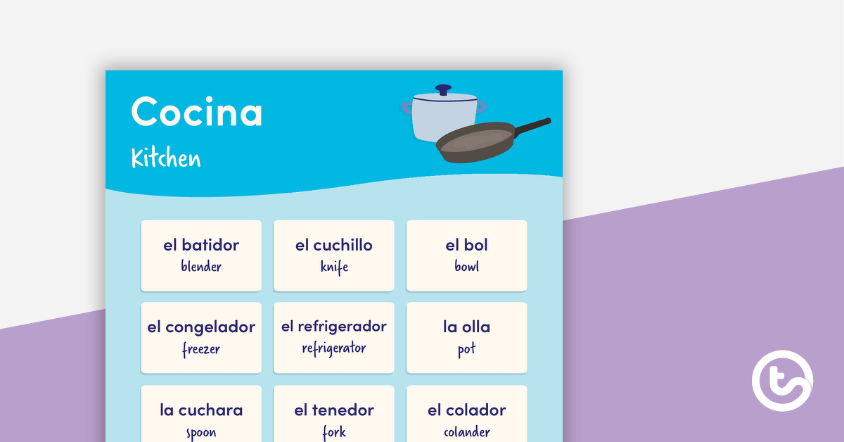 Kitchen - Spanish Language Poster teaching resource