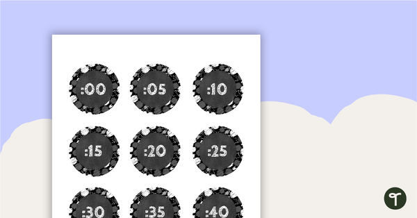Go to Clock Labels - Chalkboard BW teaching resource