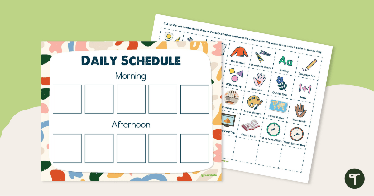 Visual Daily Schedule for At-Home Learning teaching resource