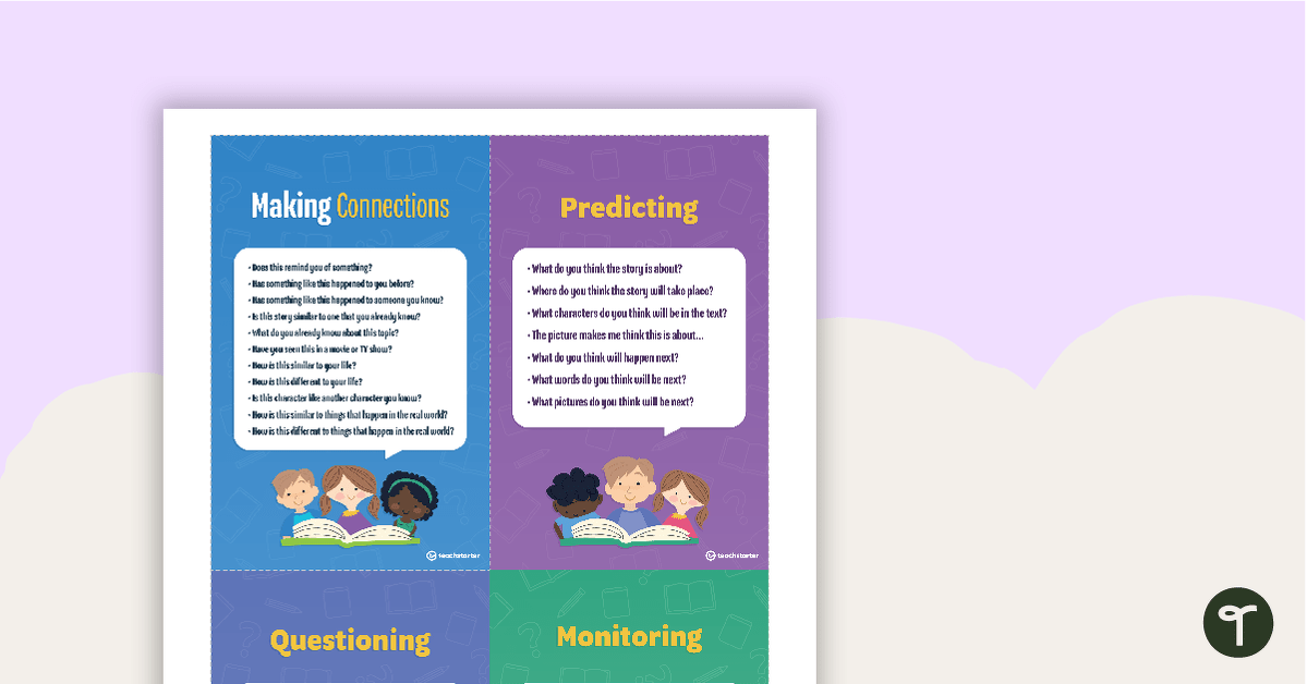 Super Six Reading Comprehension Strategies - Tolsby Frame Poster Pack teaching resource
