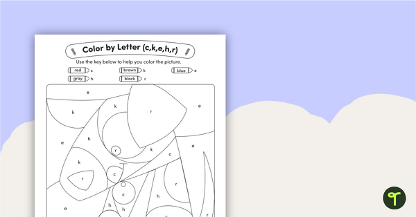 Preview image for Color by Letter (c, k, e, h, r) - Dog - teaching resource