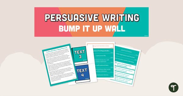 Preview image for Persuasive Writing Bump It Up Wall – Grade 5 - teaching resource