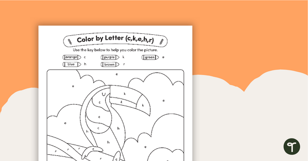 Go to Color by Letter (c, k, e, h, r) - Toucan teaching resource