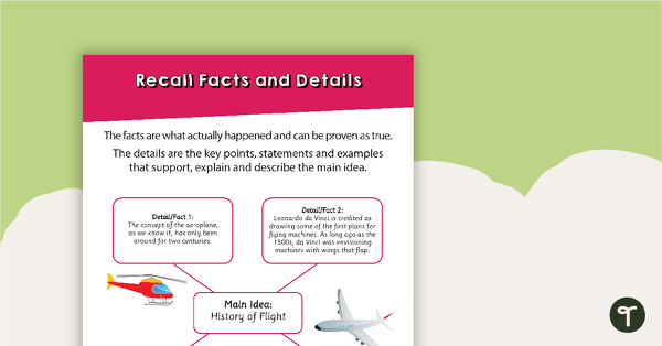 Go to Recall Facts and Details Poster teaching resource