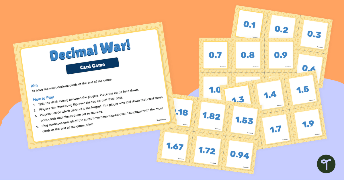 Decimal War Card Game teaching resource