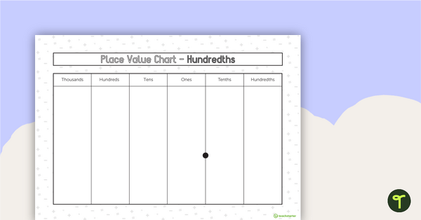 Preview image for Place Value Chart - Hundredths Place - teaching resource