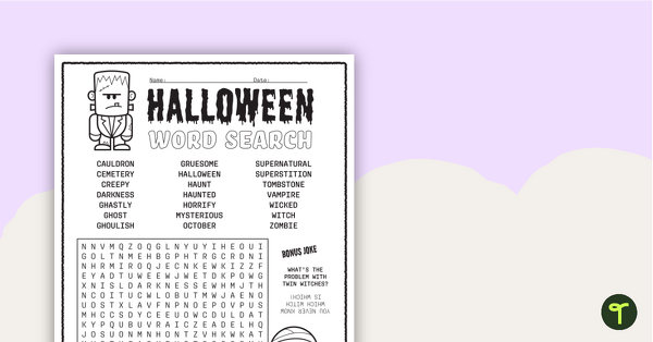 Image of Halloween Word Search for Older Students