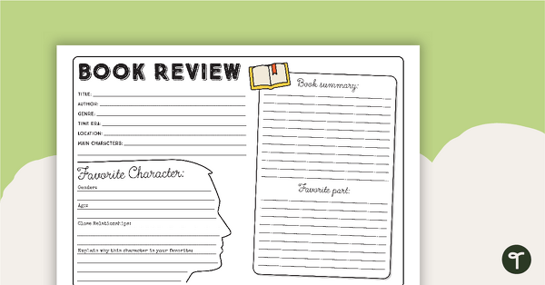 Preview image for Book Review Worksheet - teaching resource