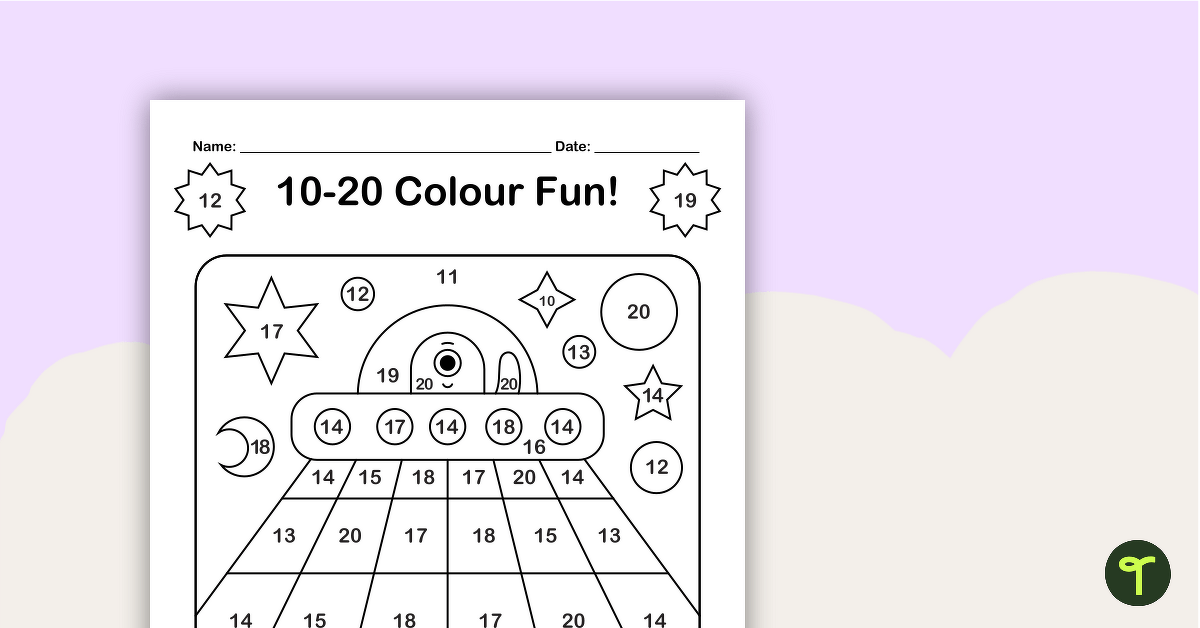 Colour By Number - Numbers 10-20 teaching resource