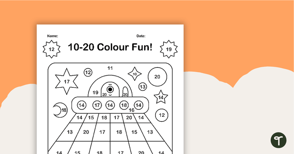 Colour By Number - Numbers 10-20 teaching resource