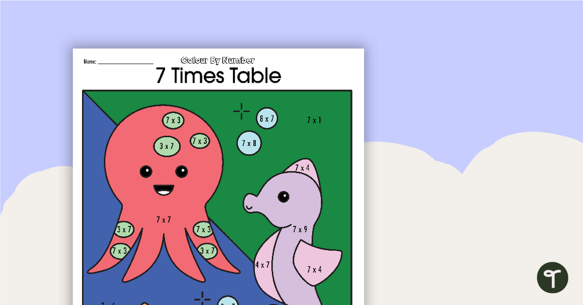 Colour By Number Worksheet - 7 Times Tables teaching resource