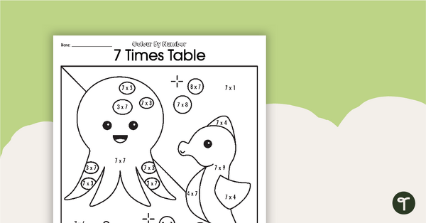 Colour By Number Worksheet - 7 Times Tables teaching resource