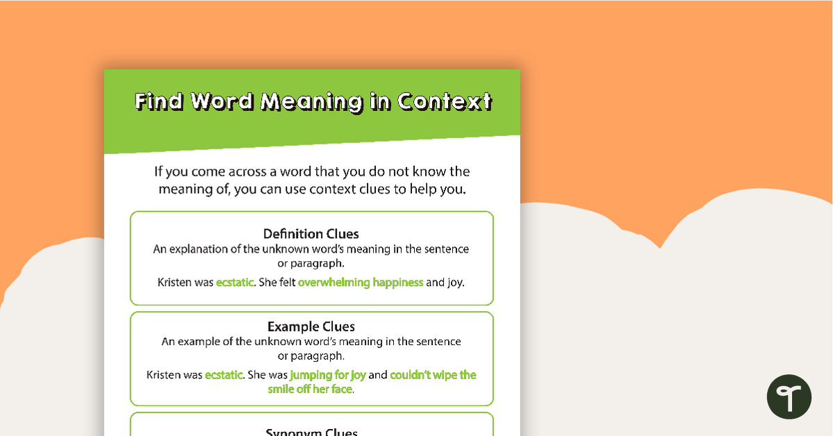 Find Word Meaning in Context Poster teaching resource
