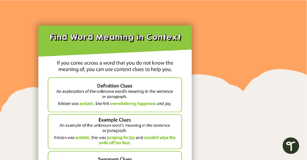 Go to Find Word Meaning in Context Poster teaching resource