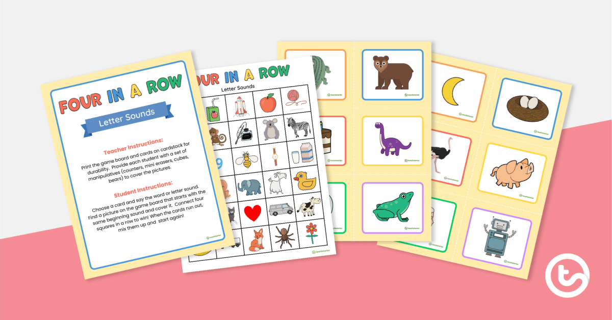 Four in a Row Game - Letter Sounds teaching resource