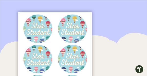 Hot Air Balloons - Star Student Badges teaching resource