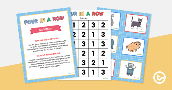 Preview image for Four in a Row Game - Syllables - teaching resource