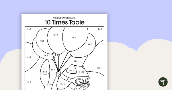 Colour By Number Worksheet - 10 Times Tables teaching resource