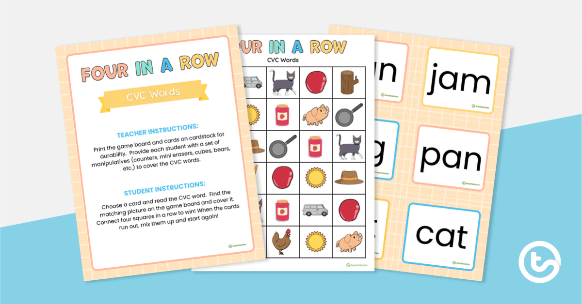 Editable Back to School Four in a Row Printable Game