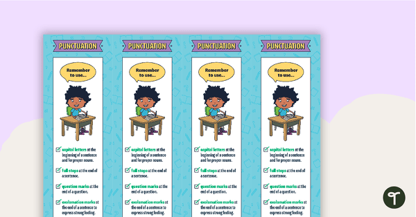 Punctuation Bookmarks - Lower Grades teaching resource