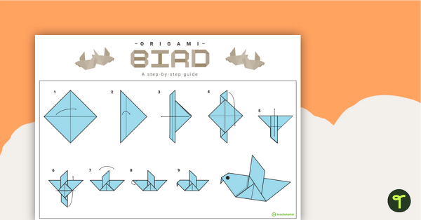 Origami Bird Step-By-Step Instructions teaching resource