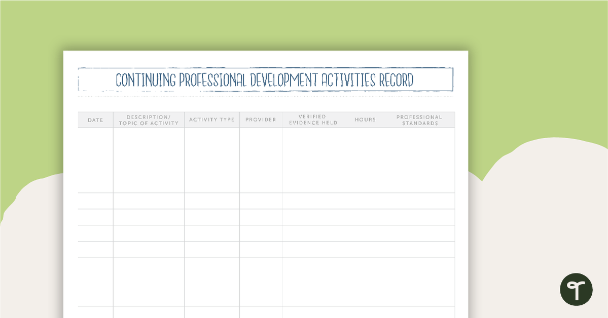 Llama and Cactus Printable Teacher Planner – Professional Development Activities Recording Page teaching resource