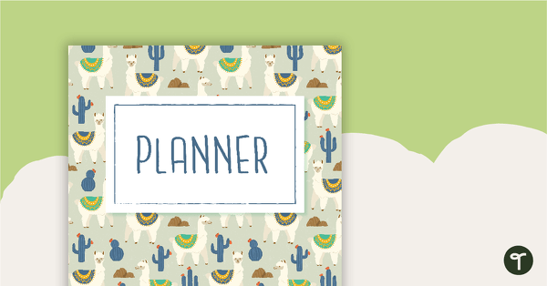 Llama and Cactus Printable Teacher Diary – Binder Cover Page, Spines and Tabs teaching resource
