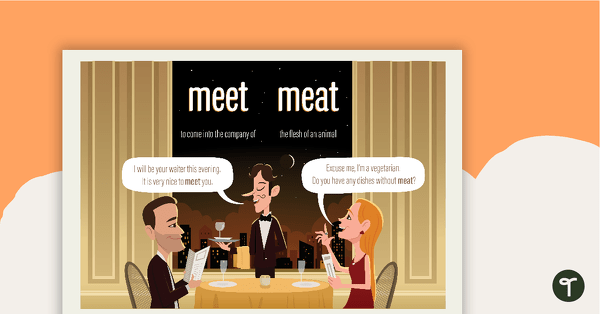 Meat and Meet Homophones Poster teaching resource
